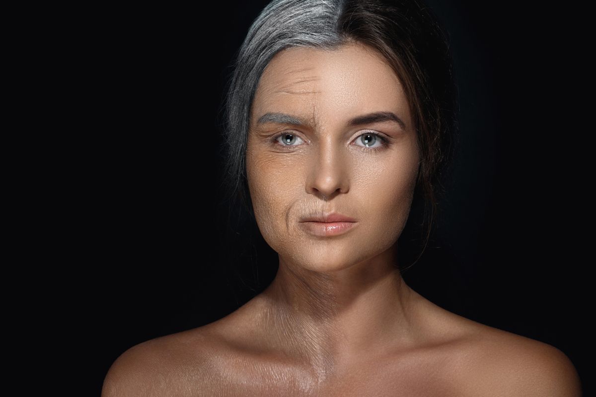 Starzenie się organizmu na przykładzie twarzy kobiety